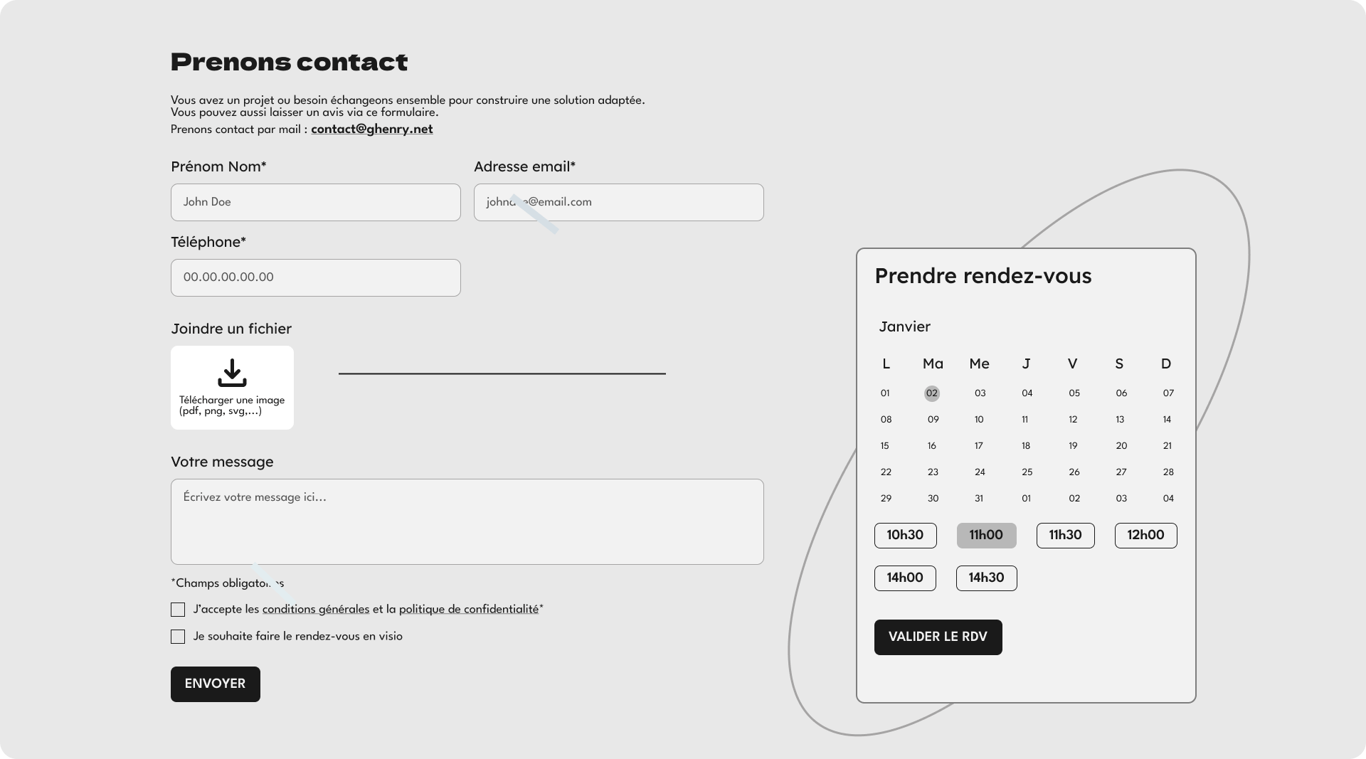 Nouveau formulaire de contact et de prise de rdv