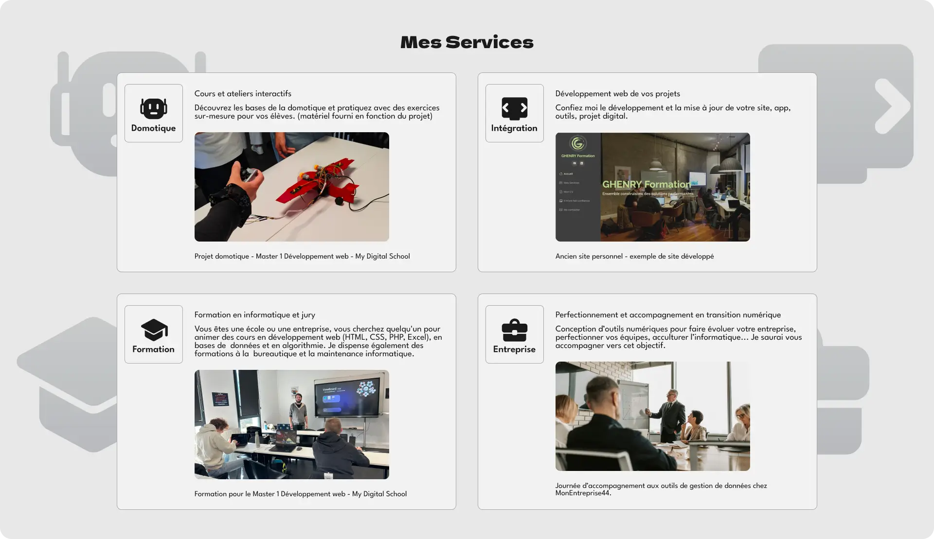 Les services proposés par Guillaume Henry